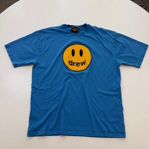 Drew House Mascot Smiley Face T-Shirt Blue Size L Justin Bieber Streetwear